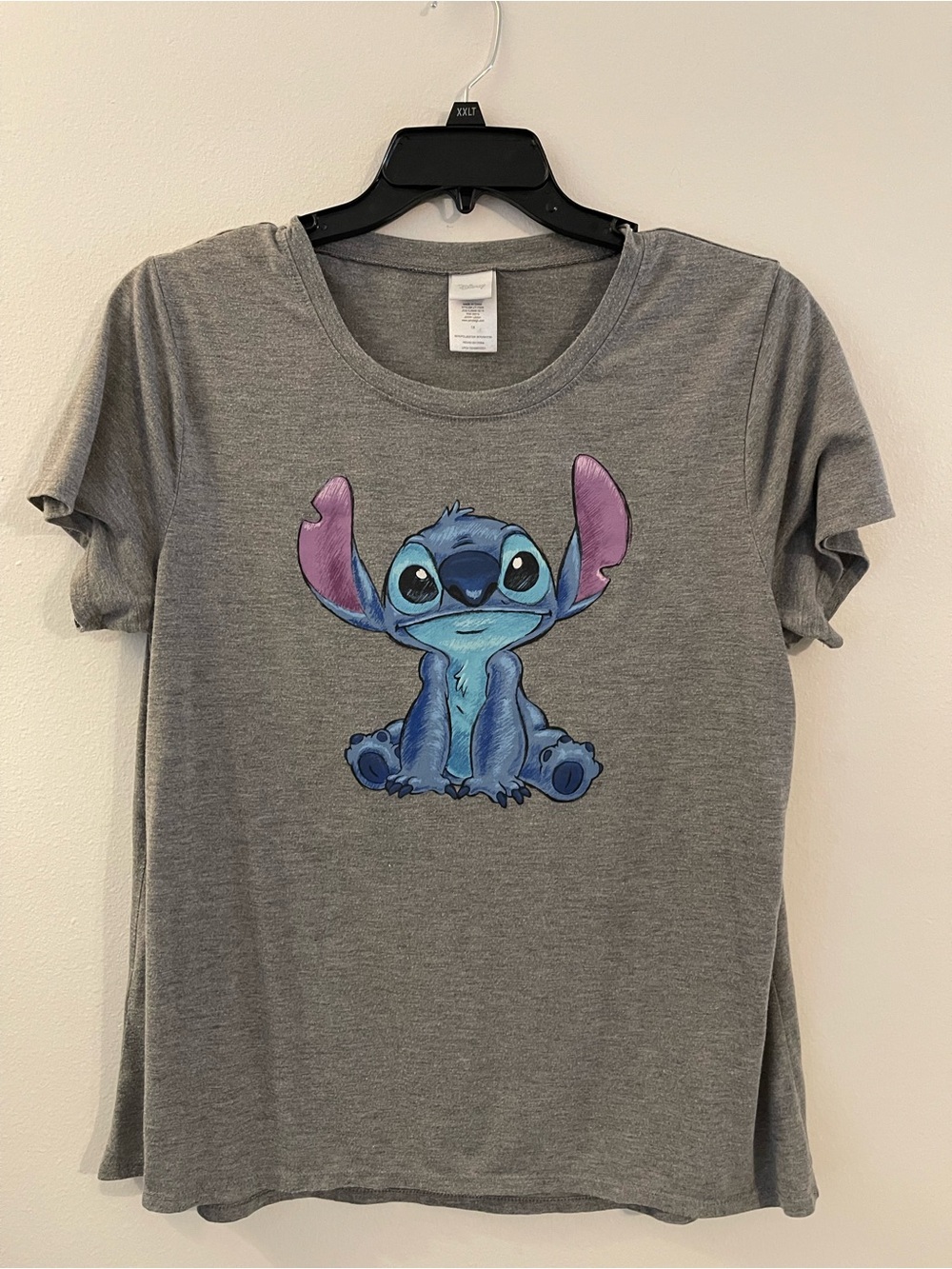 Disney Gray Tee with Blue & Purple Stitch Illustration